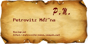 Petrovitz Mína névjegykártya